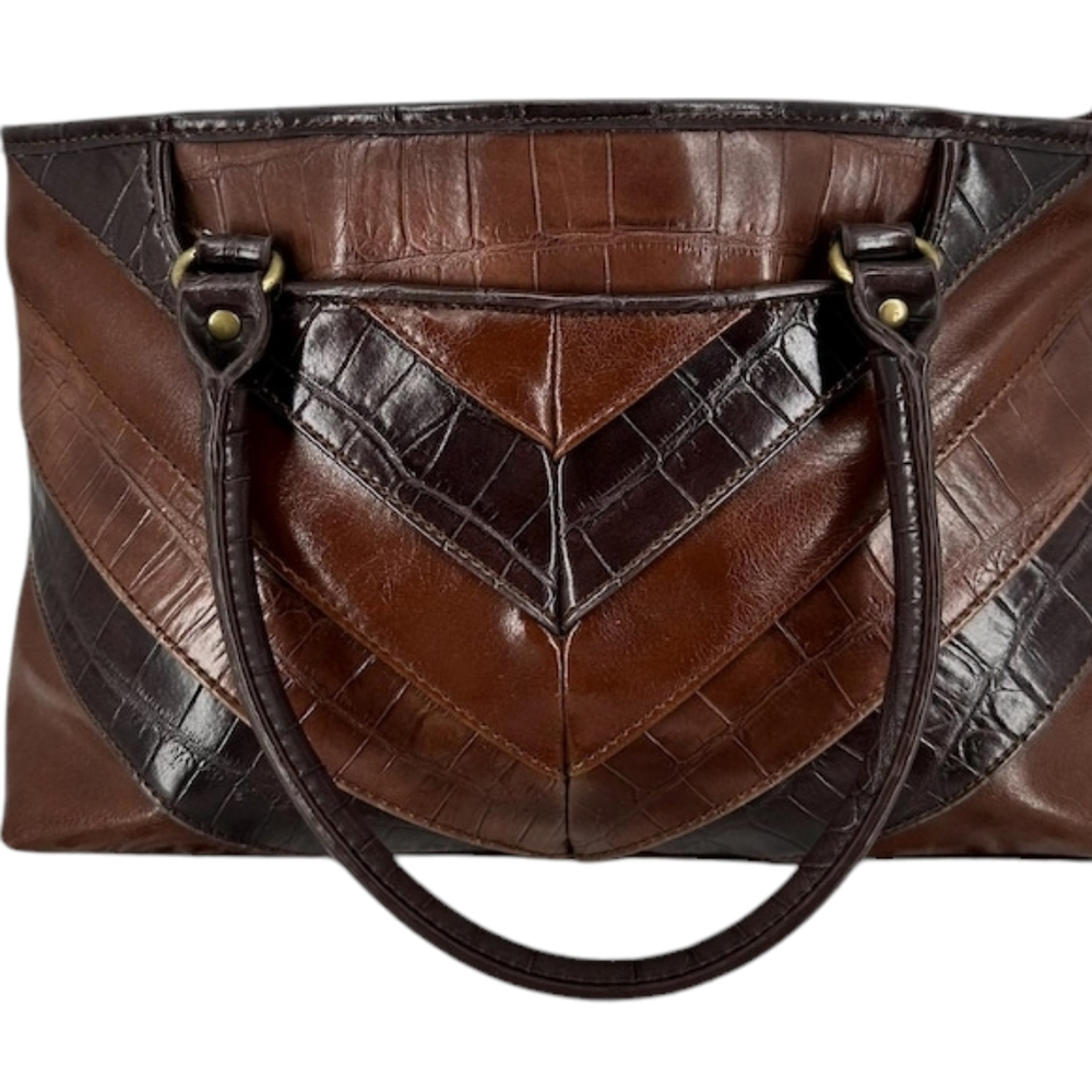 Multicolor Vintage Brown genuine leather bag from Relic.Vintage, 90s rare find